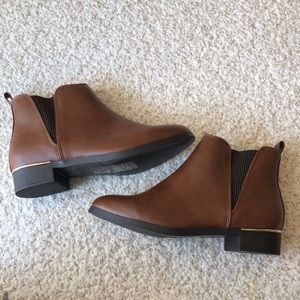 Brown leather booties